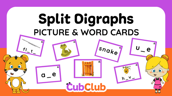 Split Digraphs Picture and Word Cards